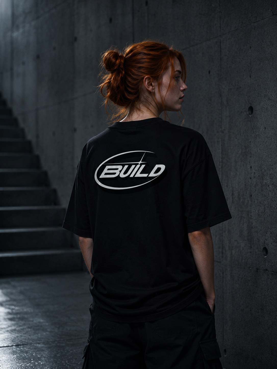 --NON-INTERACTIVE DROP SHOULDER T-SHIRT - back female