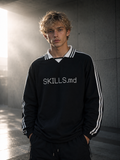 SKILLS.MD LAPEL COLLAR SWEATSHIRT (BLACK) - front male
