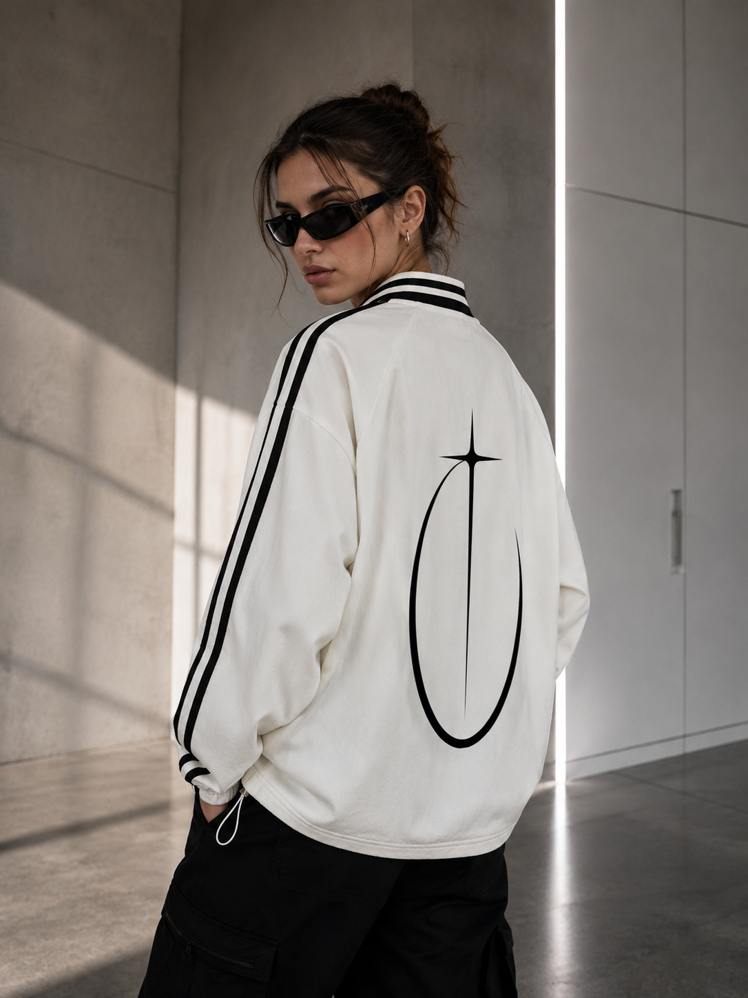 SKILLS.MD LAPEL COLLAR SWEATSHIRT (WHITE) - back female