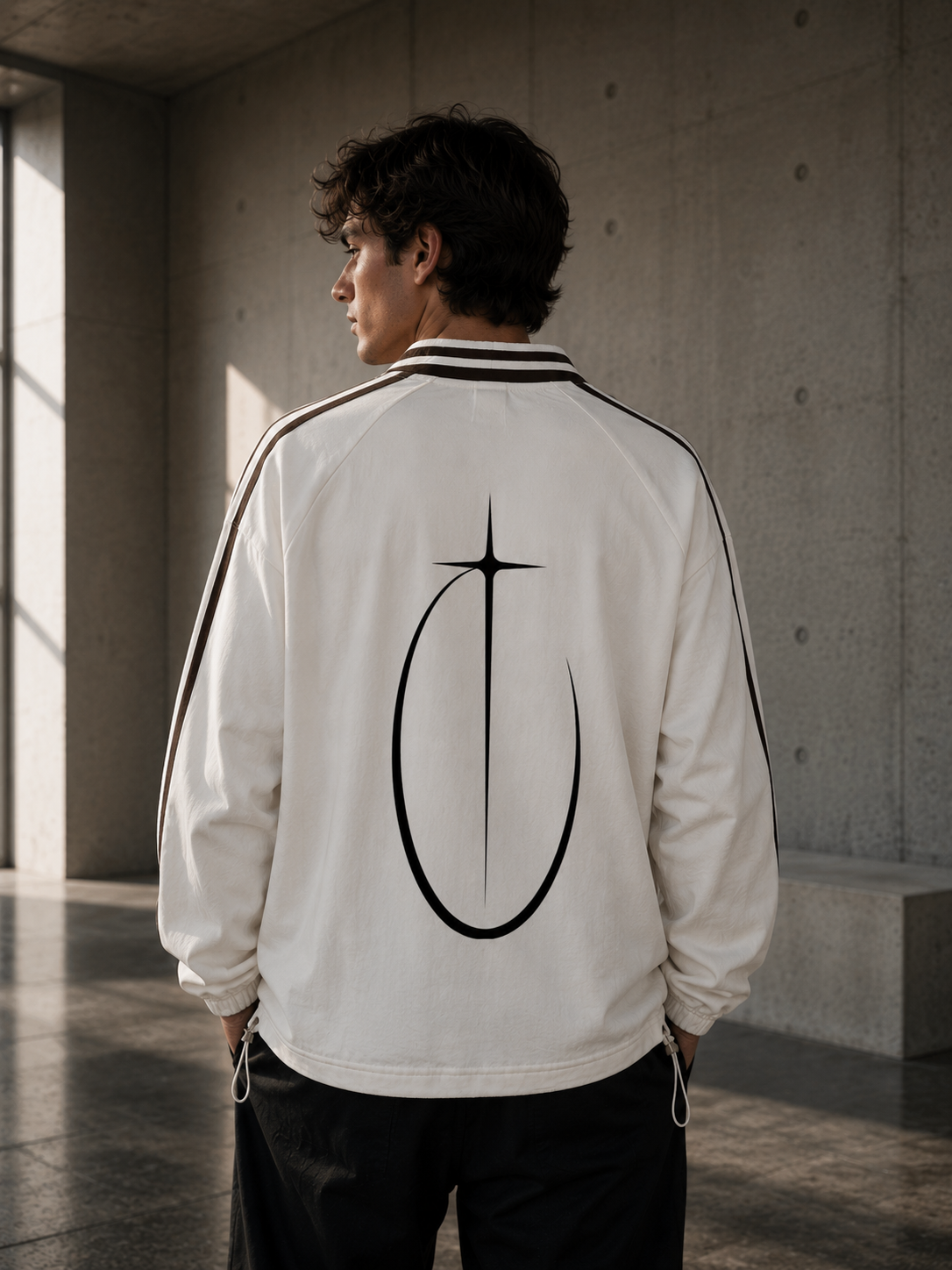SKILLS.MD LAPEL COLLAR SWEATSHIRT (WHITE) - back male