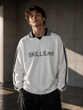 SKILLS.MD LAPEL COLLAR SWEATSHIRT (WHITE) - front male