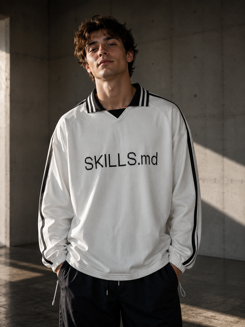 SKILLS.MD LAPEL COLLAR SWEATSHIRT (WHITE) - front male