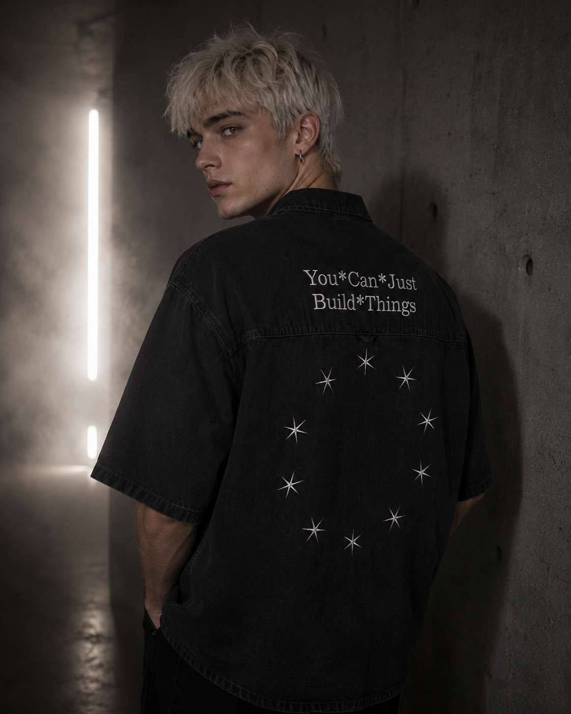 SOUL.MD DROP SHOULDER LYOCELL SHIRT - black back male