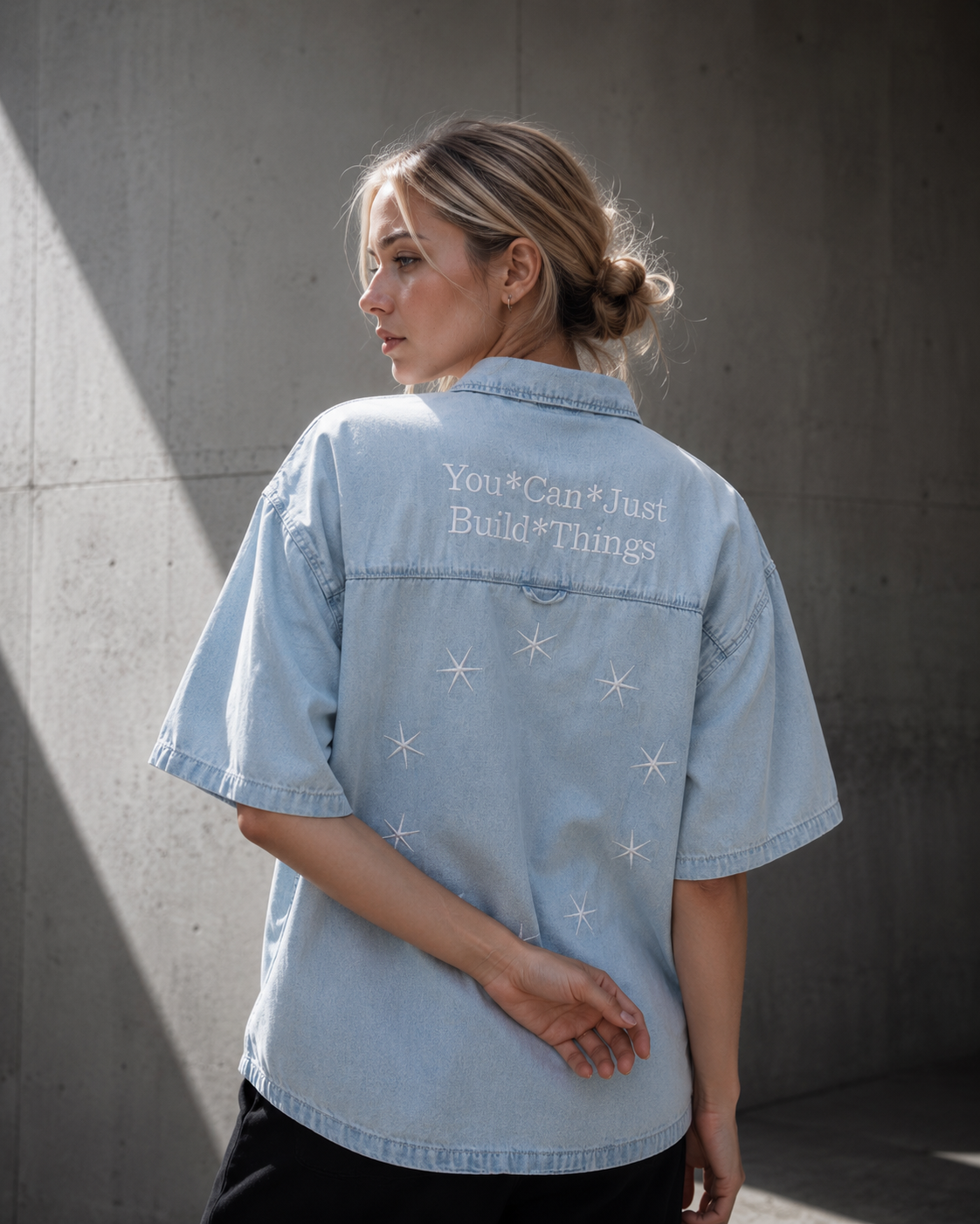 SOUL.MD DROP SHOULDER LYOCELL SHIRT - blue back female
