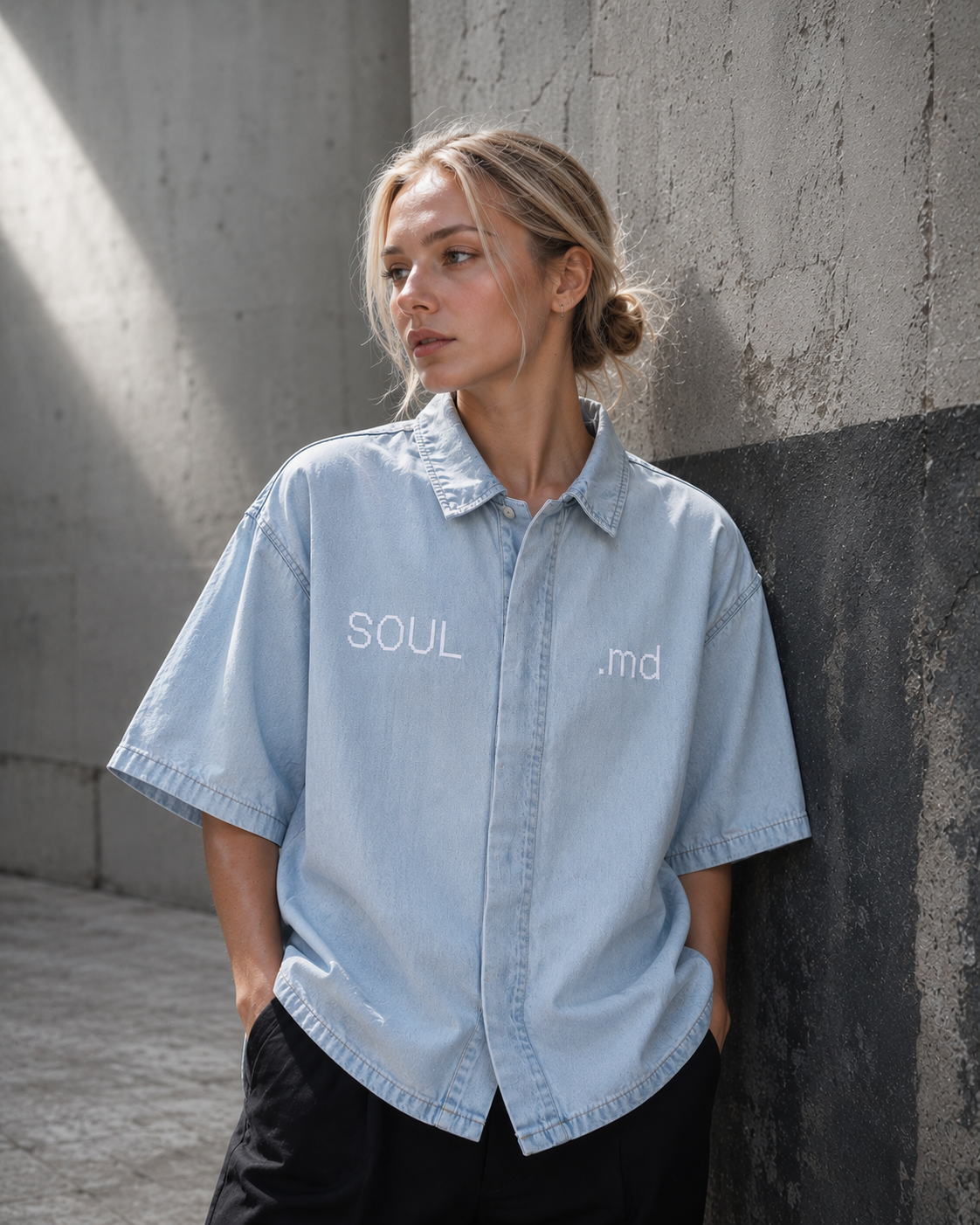 SOUL.MD DROP SHOULDER LYOCELL SHIRT - blue front female